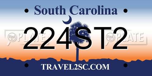 224ST2 South Carolina License Plate