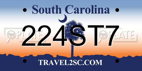 224ST7 South Carolina License Plate