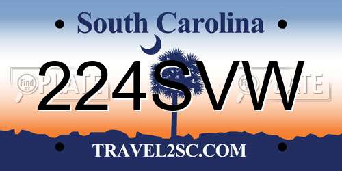 224SVW South Carolina License Plate