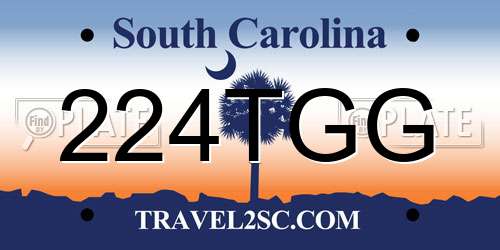 224TGG South Carolina License Plate