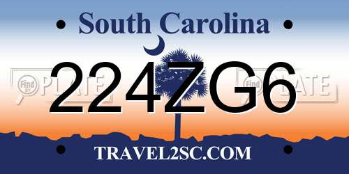 224ZG6 South Carolina License Plate