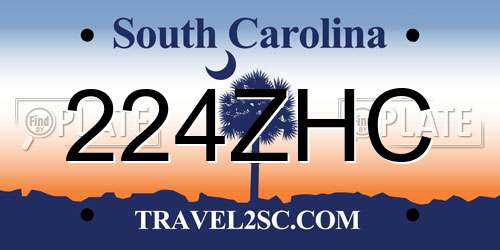 224ZHC South Carolina License Plate