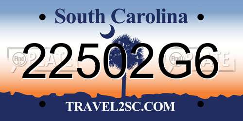 22502G6 South Carolina License Plate