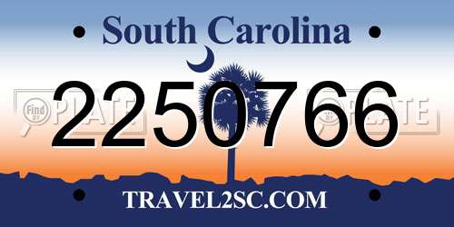 2250766 South Carolina License Plate