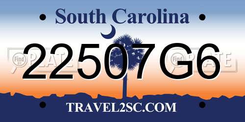 22507G6 South Carolina License Plate