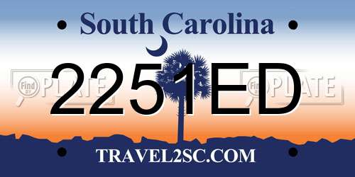 2251ED South Carolina License Plate