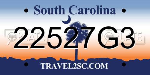 22527G3 South Carolina License Plate