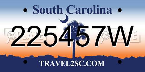 225457W South Carolina License Plate