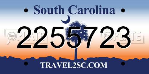 2255723 South Carolina License Plate