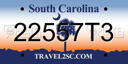 22557T3 South Carolina License Plate