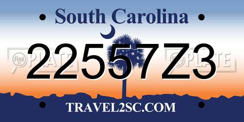 22557Z3 South Carolina License Plate