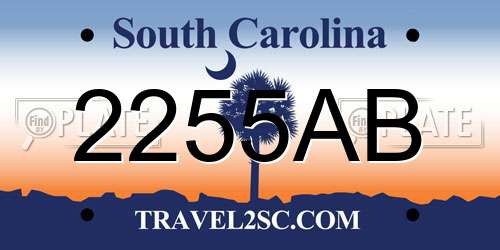 2255AB South Carolina License Plate