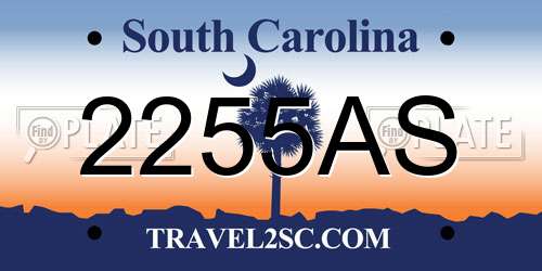 2255AS South Carolina License Plate