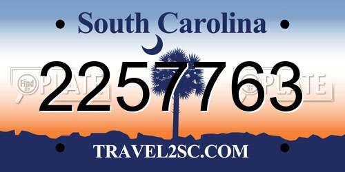 2257763 South Carolina License Plate