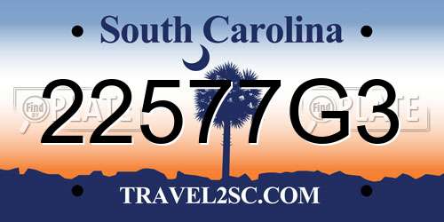 22577G3 South Carolina License Plate