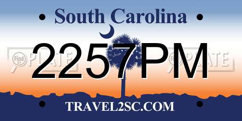 2257PM South Carolina License Plate