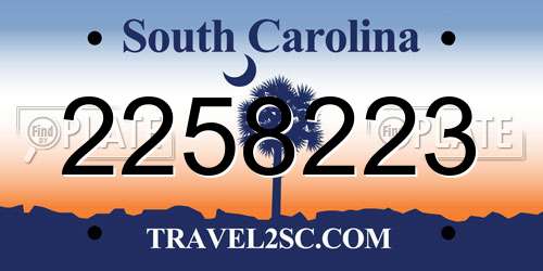 2258223 South Carolina License Plate