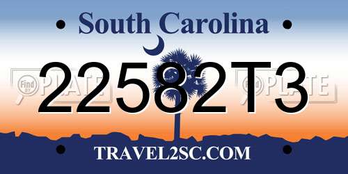 22582T3 South Carolina License Plate