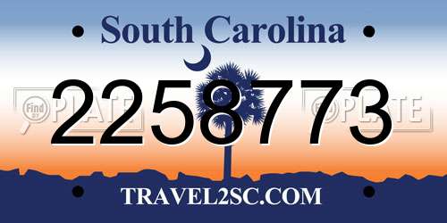 2258773 South Carolina License Plate
