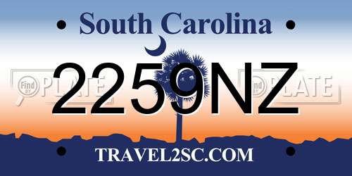 2259NZ South Carolina License Plate