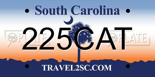 225CAT South Carolina License Plate