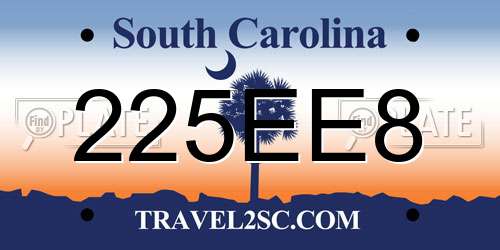 225EE8 South Carolina License Plate