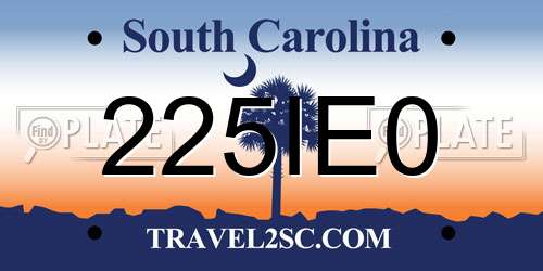 225IE0 South Carolina License Plate