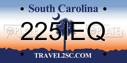 225IEQ South Carolina License Plate