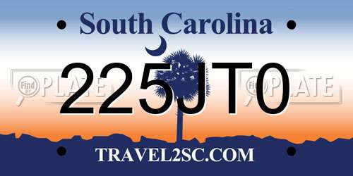 225JT0 South Carolina License Plate