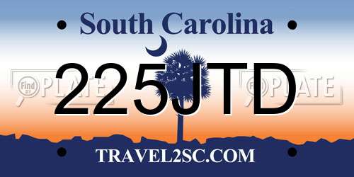 225JTD South Carolina License Plate