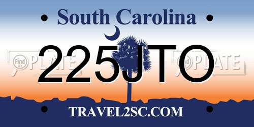 225JTO South Carolina License Plate