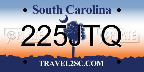 225JTQ South Carolina License Plate