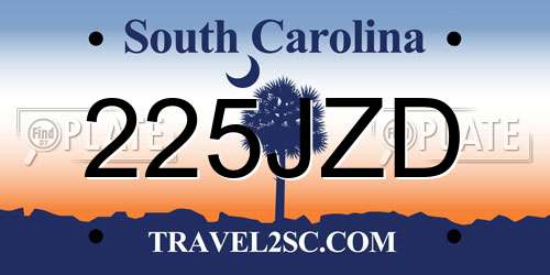 225JZD South Carolina License Plate
