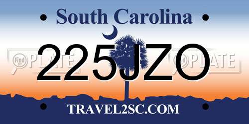 225JZO South Carolina License Plate