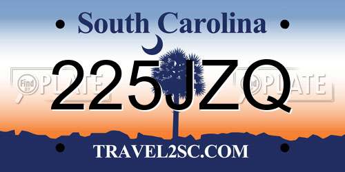 225JZQ South Carolina License Plate