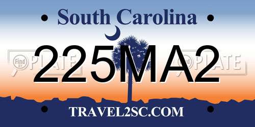 225MA2 South Carolina License Plate