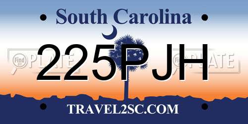 225PJH South Carolina License Plate