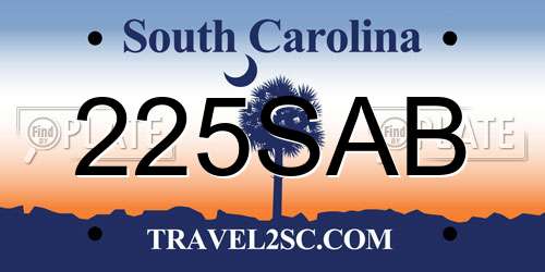 225SAB South Carolina License Plate