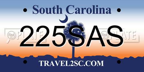 225SAS South Carolina License Plate