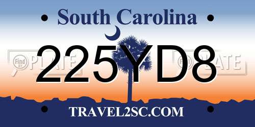 225YD8 South Carolina License Plate