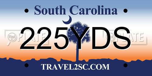 225YDS South Carolina License Plate