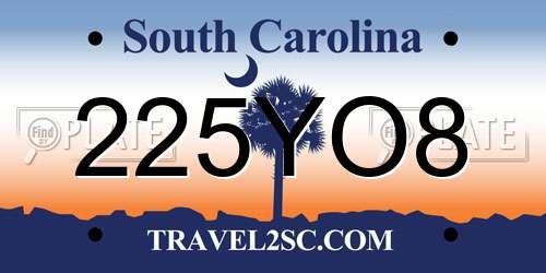 225YO8 South Carolina License Plate