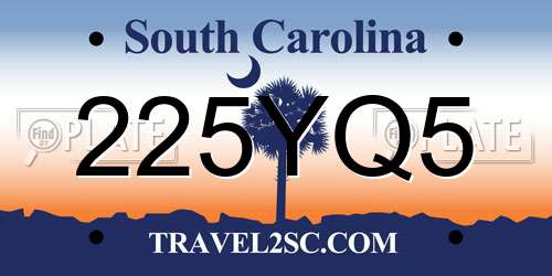225YQ5 South Carolina License Plate