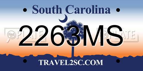 2263MS South Carolina License Plate