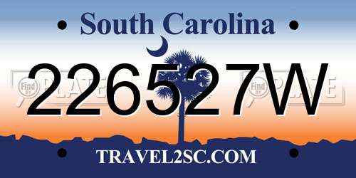 226527W South Carolina License Plate