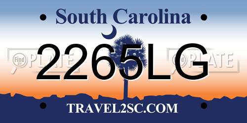 2265LG South Carolina License Plate