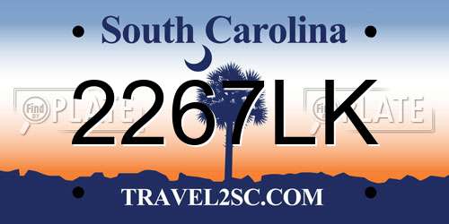 2267LK South Carolina License Plate