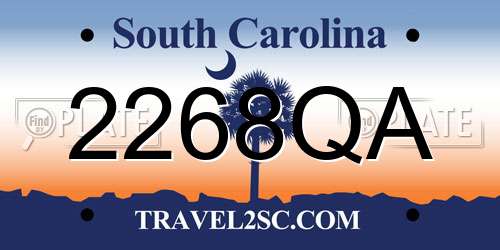 2268QA South Carolina License Plate