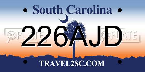 226AJD South Carolina License Plate