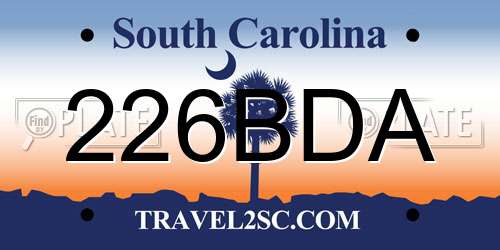 226BDA South Carolina License Plate